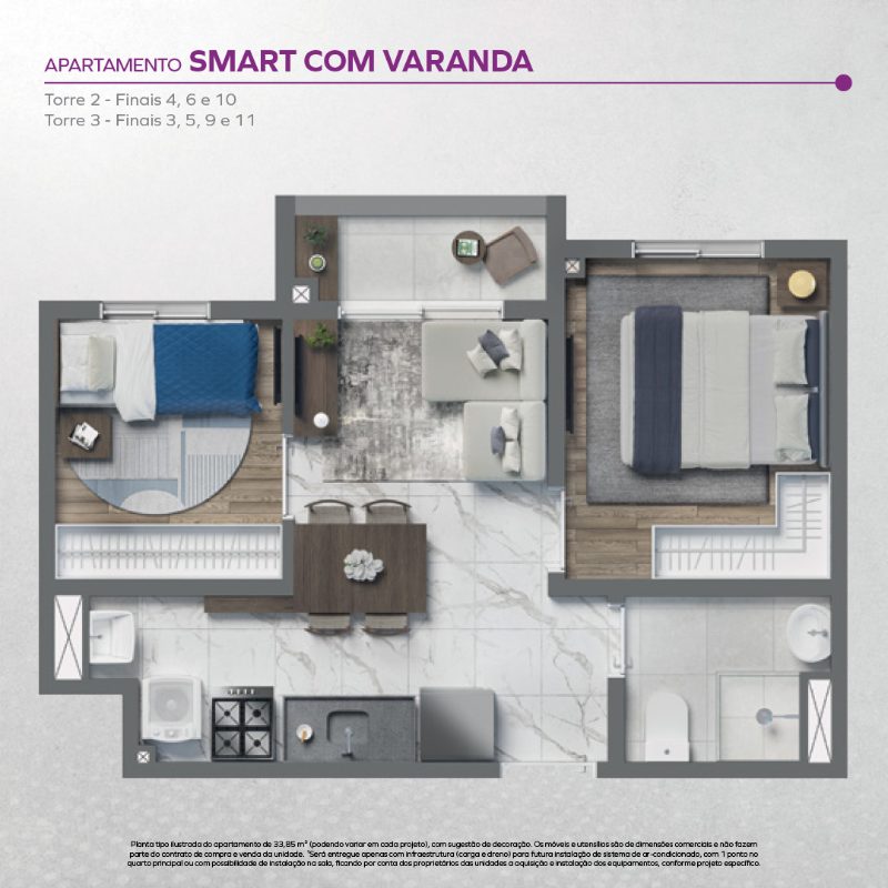 2 dormitórios - smart com varanda