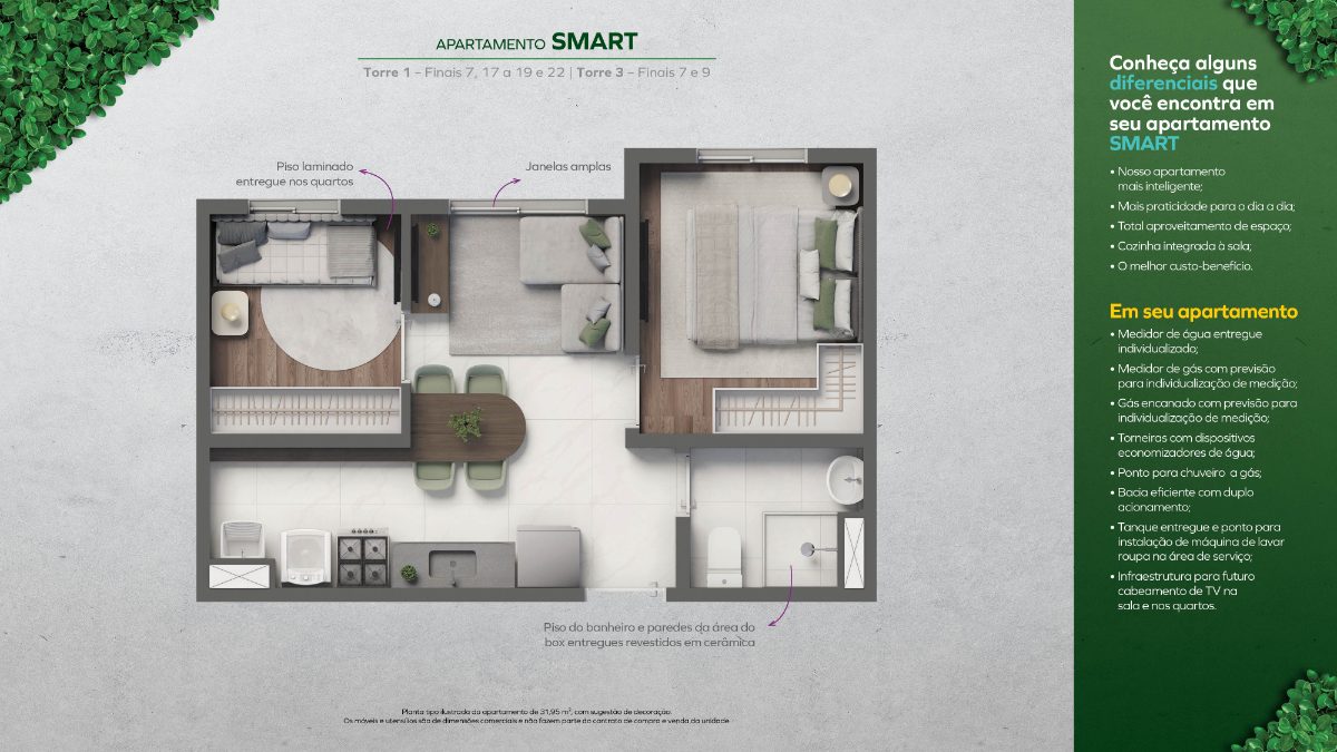 2 dormitórios - smart