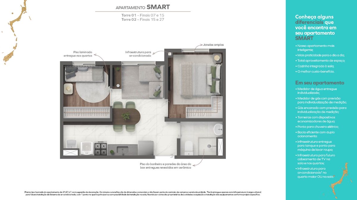 2 dormitórios - smart